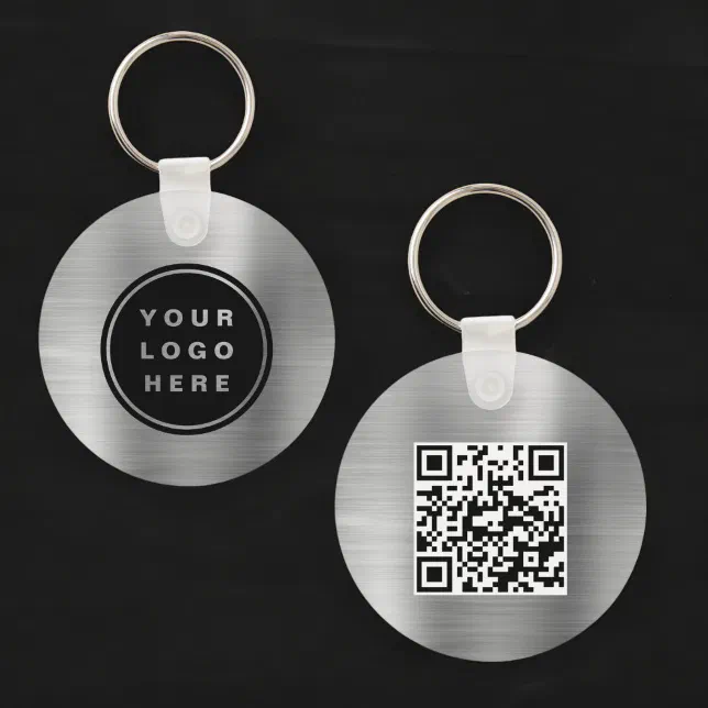 Silver Qr Code Logo QR Code Company Silver Logo Promotional Keychain | Zazzle