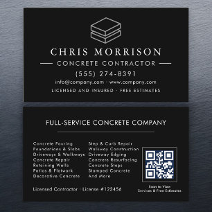 QR Code Concrete Cement Construction Services Business Card
