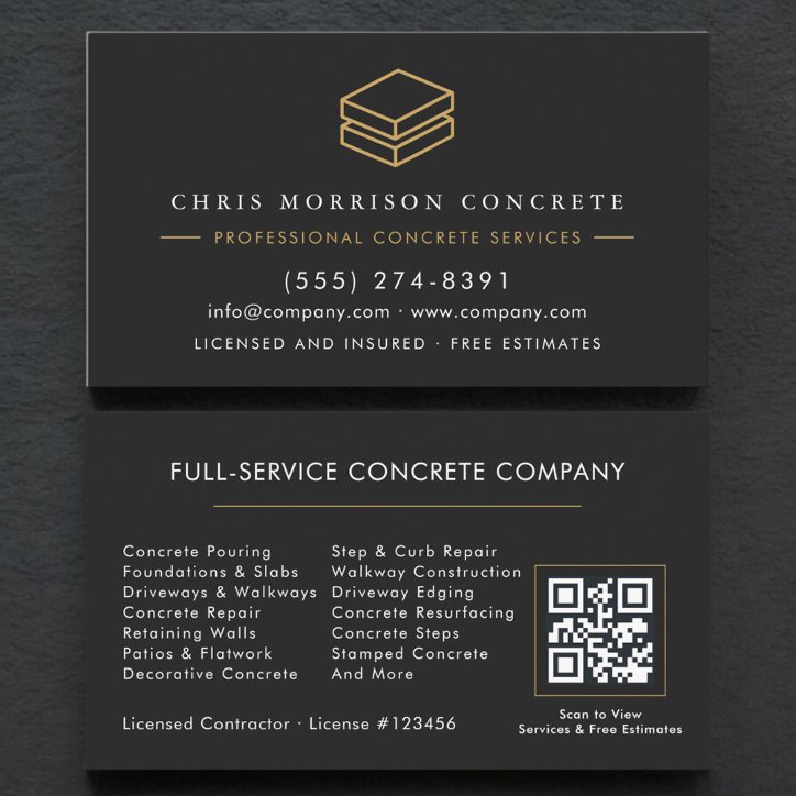 QR Code Concrete Cement Services Company Business Card