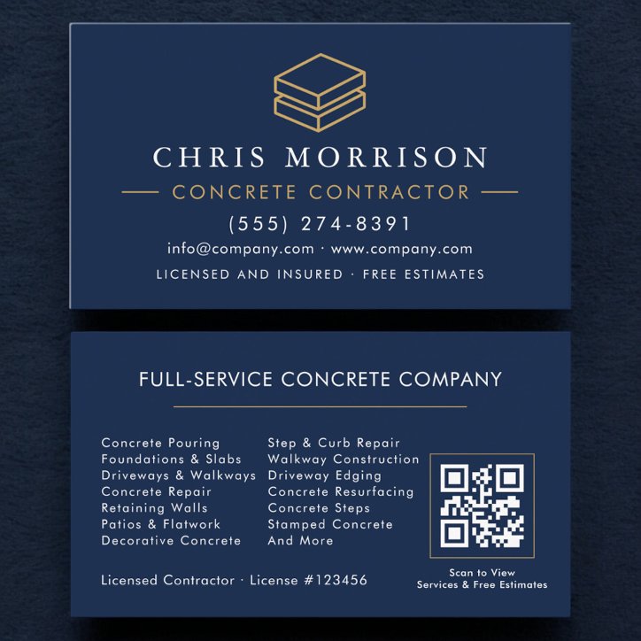 QR Code Concrete Construction Services Business Card
