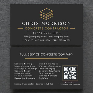 QR Code Concrete Contractor Services Business Card