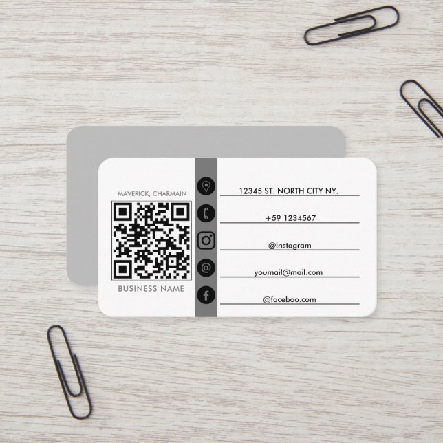 QR code connect with us Business Card (Front/Back In Situ)
