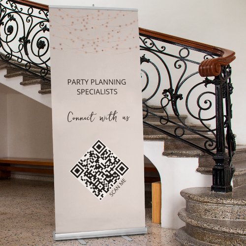 QR Code Connect With Us Pink Retractable Banner