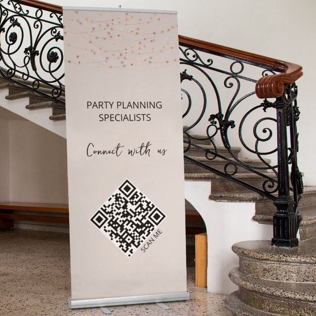 QR Code Connect With Us Pink Retractable Banner (Creator Uploaded)