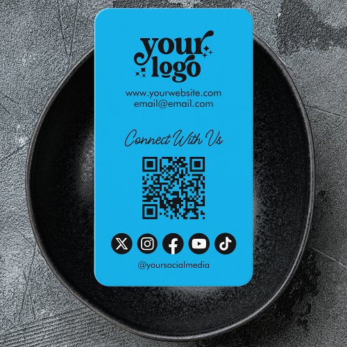 QR Code Connect With Us Social Media Cool Vertical Business Card