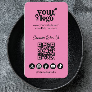 QR Code Connect With Us Social Media Cool Vertical Business Card