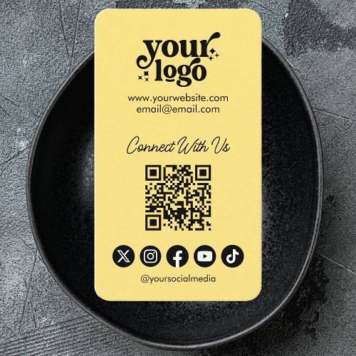 QR Code Connect With Us Social Media Cool Vertical Business Card