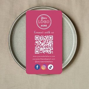 QR Code Connect With Us Social Media Hot Pink Business Card