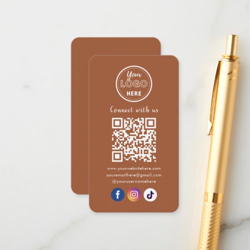 QR Code Connect With Us Social Media Terracotta Enclosure Card