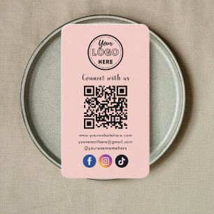 QR Code Connect With Us Trendy Social Media Pink Business Card