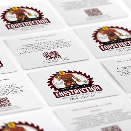 Customizable QR Code Construction Carpenter Modern Professional Square Business Card