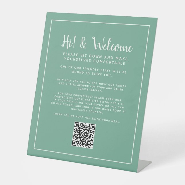 QR code contactless register Pedestal Sign (Front)