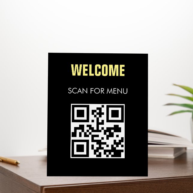 QR Code Contactless Scannable Menu Black White Foam Board (In Situ (Office))