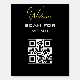 QR Code Contactless Scannable Menu Black White Foam Board