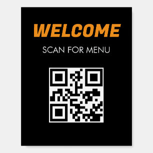 QR Code Contactless Scannable Menu Black White Foam Board
