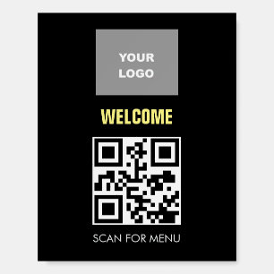 QR Code Contactless Scannable Menu Logo Black Foam Board
