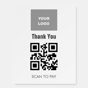 QR Code Contactless Scannable Menu Logo White Foam Board