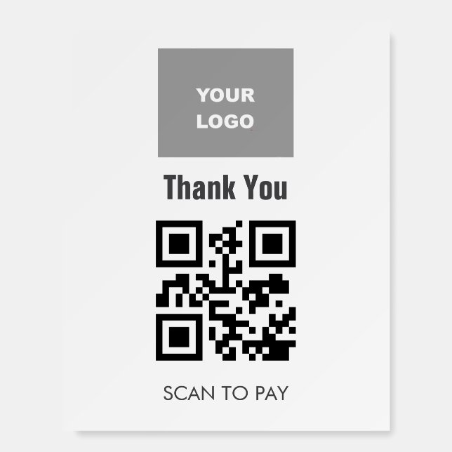 QR Code Contactless Scannable Menu Logo White Foam Board (Front)