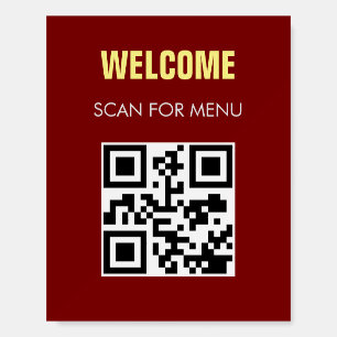 QR Code Contactless Scannable Menu Red Foam Board