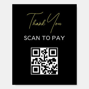 QR Code Contactless Scannable Pay Black White Foam Board