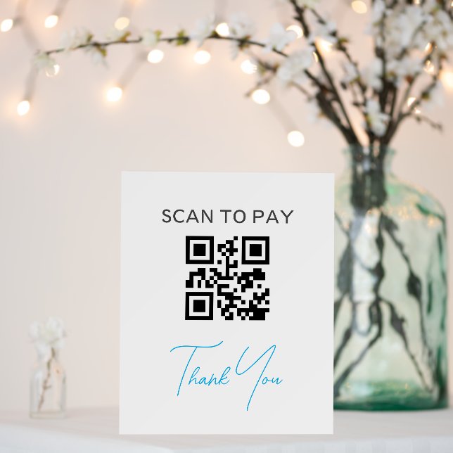 QR Code Contactless Scannable Pay Black White Foam Board (In Situ (Wedding))