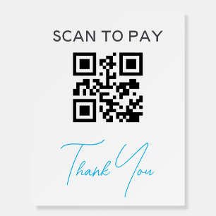 QR Code Contactless Scannable Pay Black White Foam Board