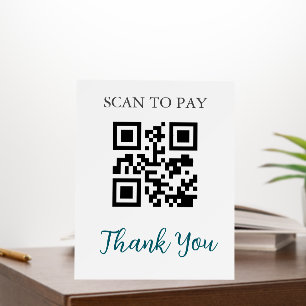 QR Code Contactless Scannable Pay Black White Foam Board