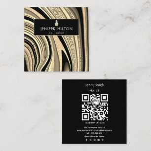 QR code Contemporary  gold agate geode nail salon Square Business Card