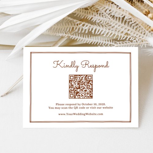 QR Code Copper Rust Western Wedding RSVP Card