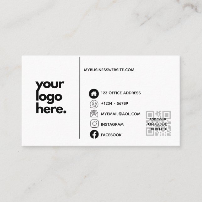 Qr Code Corporate Business Card Design Logo  (Front)