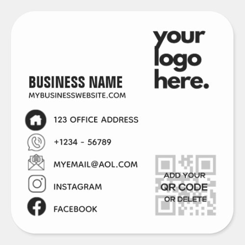 Qr Code Corporate Business Card Design Logo  Square Sticker