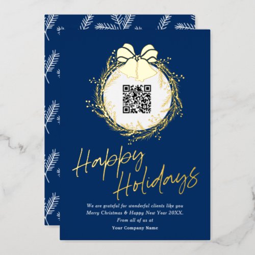 QR code corporate business happy holiday cards