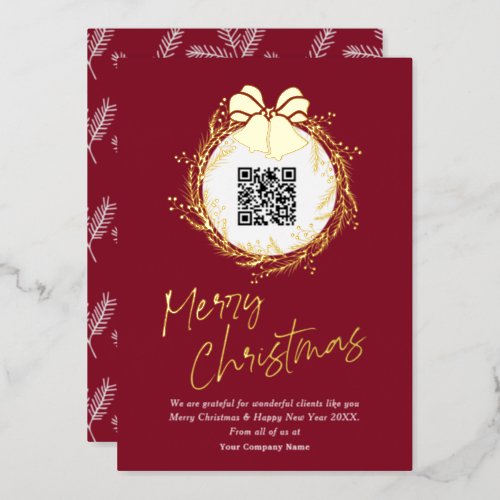 QR code corporate business Merry Christmas Foil Ho Foil Holiday Card