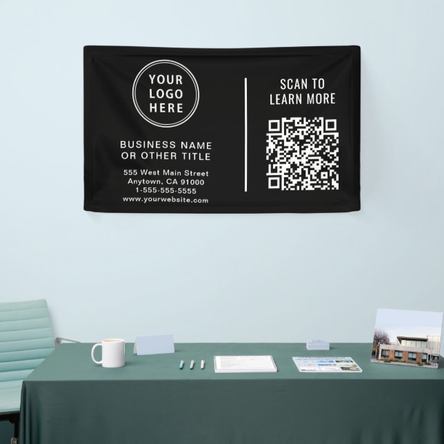 QR Code Corporate Logo Black Banner (Tradeshow)