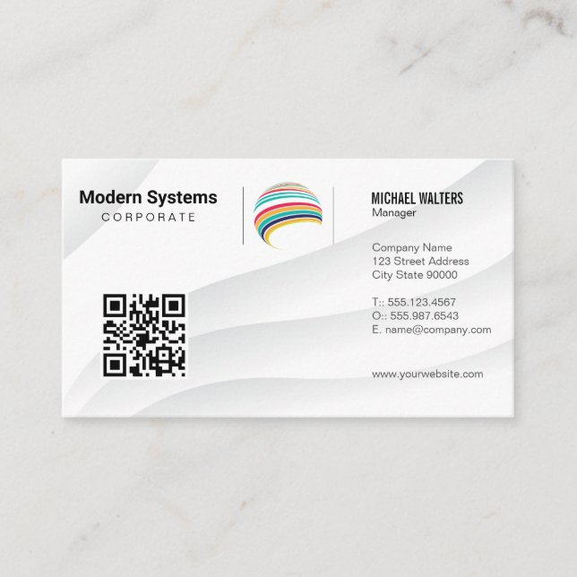 QR Code | Corporate Logo Business Card (Front)