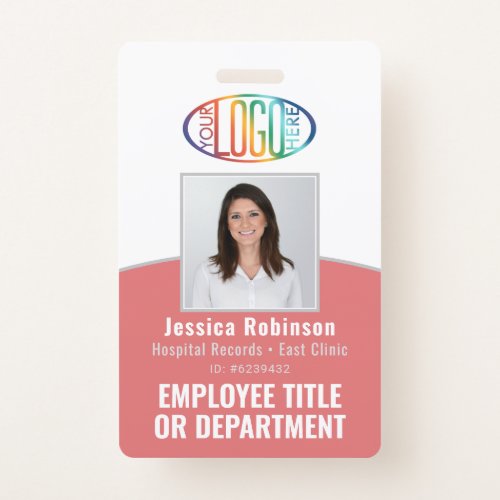 QR Code Corporate Logo Employee Photo ID Pink Badge