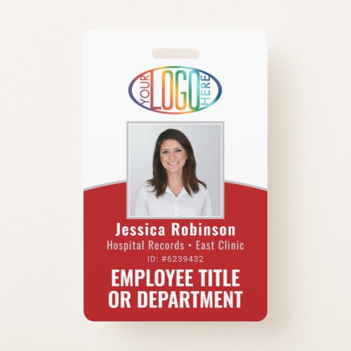 QR Code Corporate Logo Employee Photo ID Red Badge