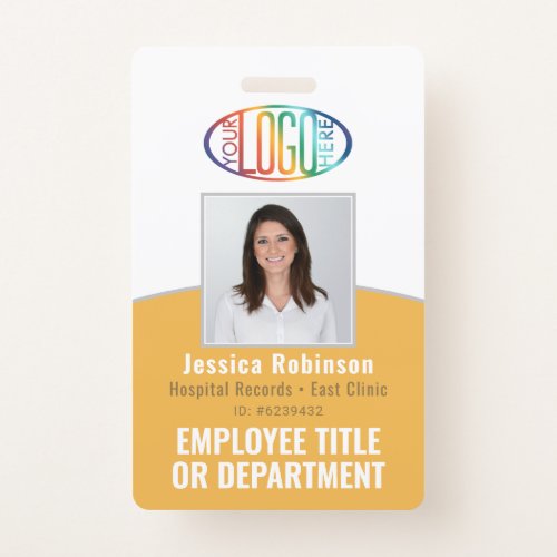 QR Code Corporate Logo Employee Photo ID Yellow Badge