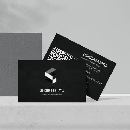 QR Code Corporate Matte Black Professional Business Card