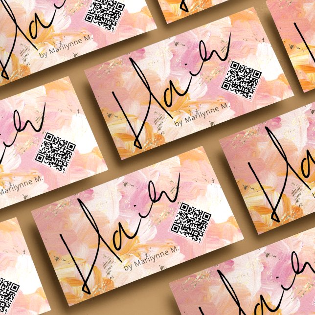 QR Code Cosmetologist Abstract Business Card (Creator Uploaded)