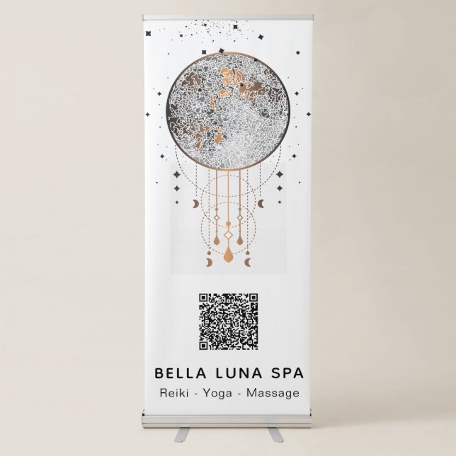 *~* QR code Cosmic Moon Lunar Universe Shaman Retractable Banner (Front)