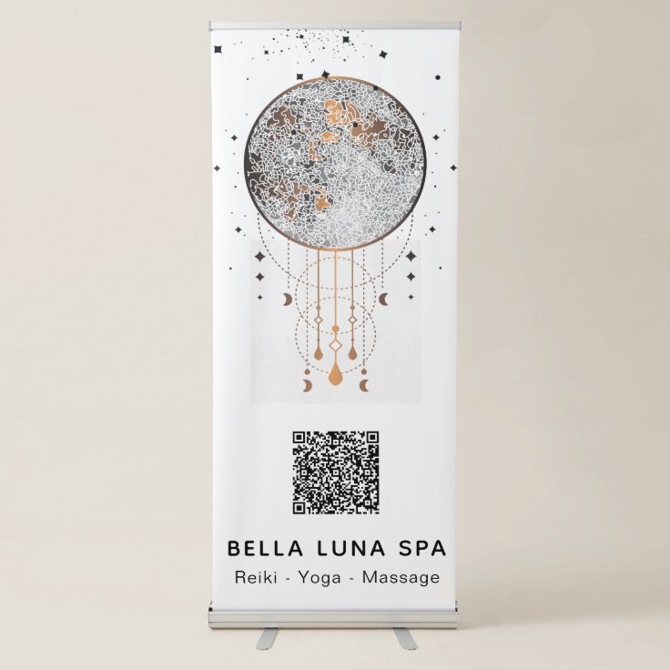 QR code Cosmic Moon Lunar Universe Shaman Retractable Banner Zazzle