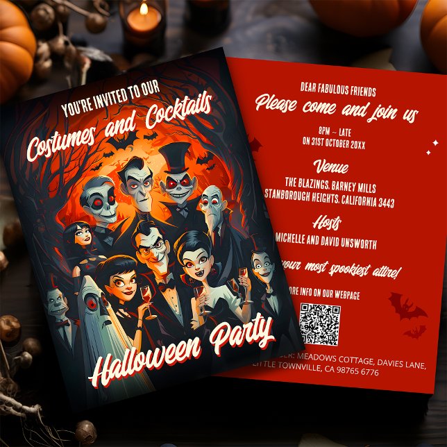 QR Code Costumes Cocktails Budget Halloween Invite (Creator Uploaded)