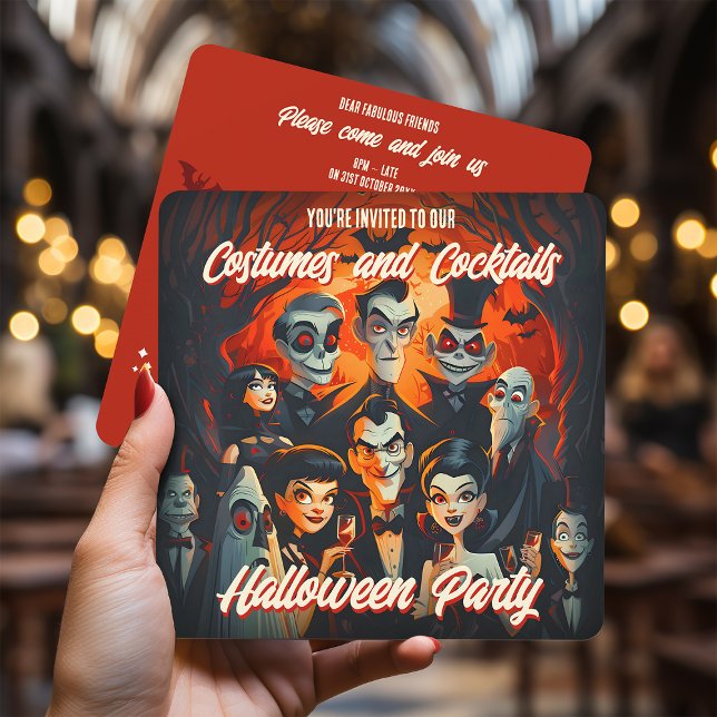 QR Code Costumes Cocktails Halloween Invitation (Creator Uploaded)