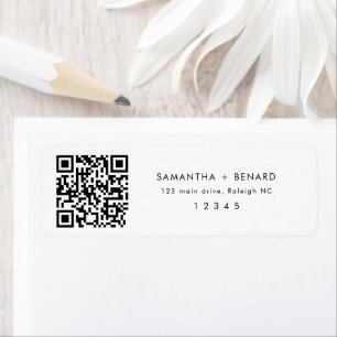 QR Code  Couple Names Wedding Return Address Label