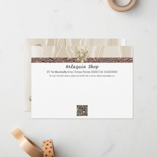 QR Code Creamy Silk  Foil Business Note Card