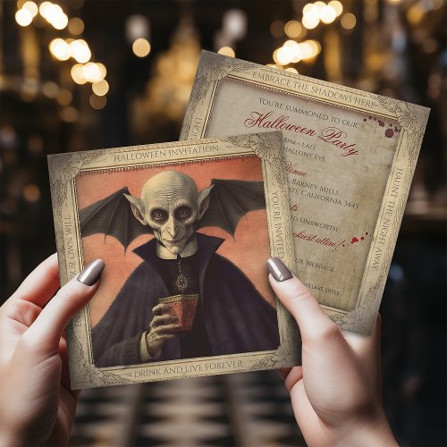 QR Code Creepy Nosferatu Dracula Halloween Invitation