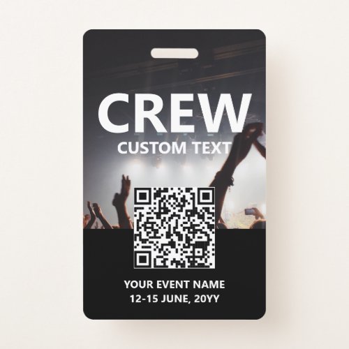 Qr Code Crew Access Pass Custom Event Badge