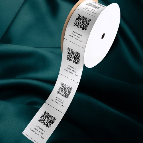 QR Code Custom Business Garment Care Labels Satin Ribbon