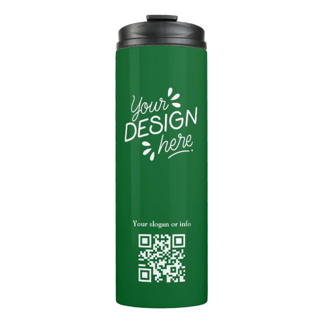 QR Code Custom Logo Green Thermal Tumbler (Front)